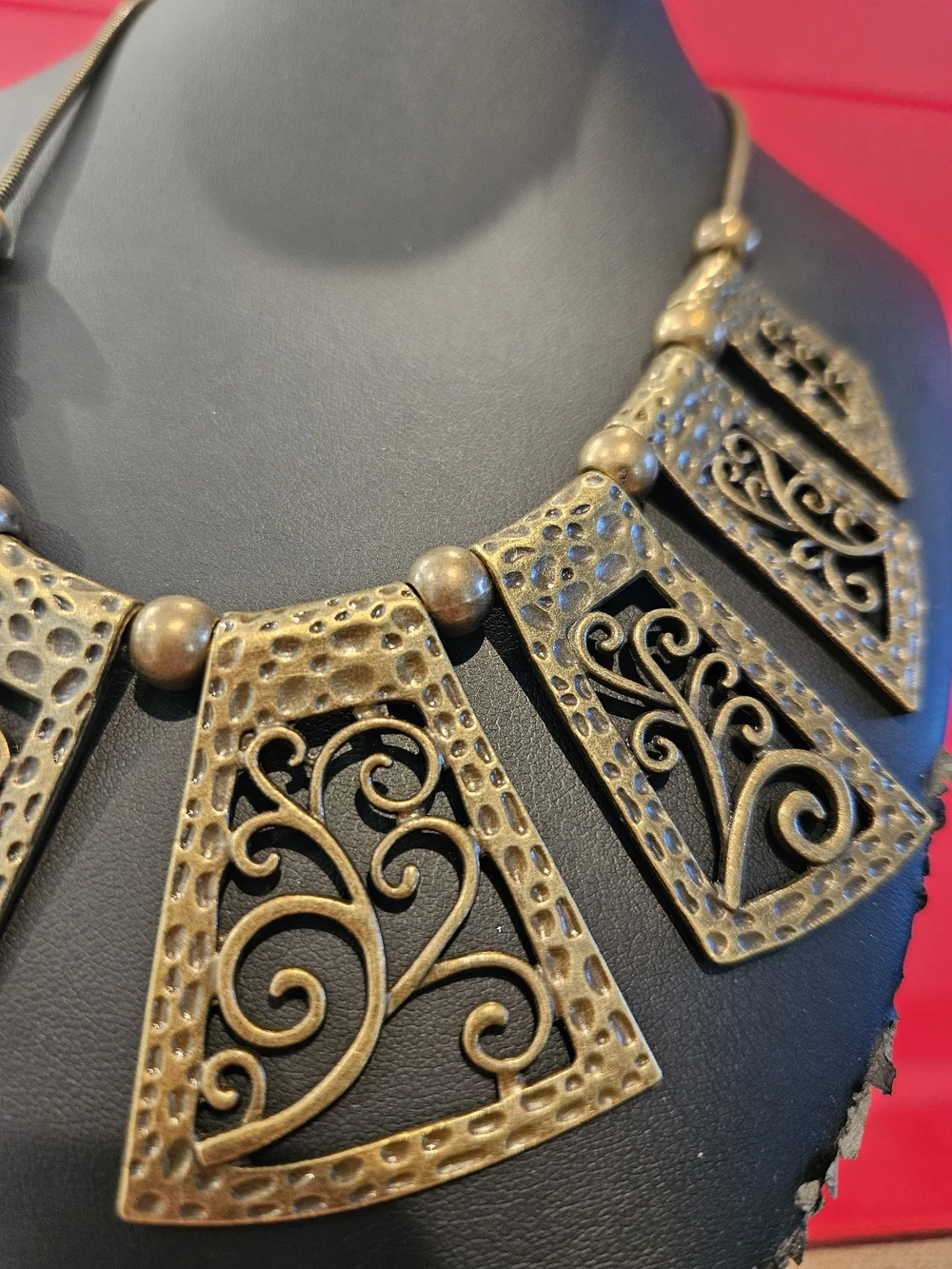 paparazzi Antiqued Gold-tone Filigree Panel Necklace